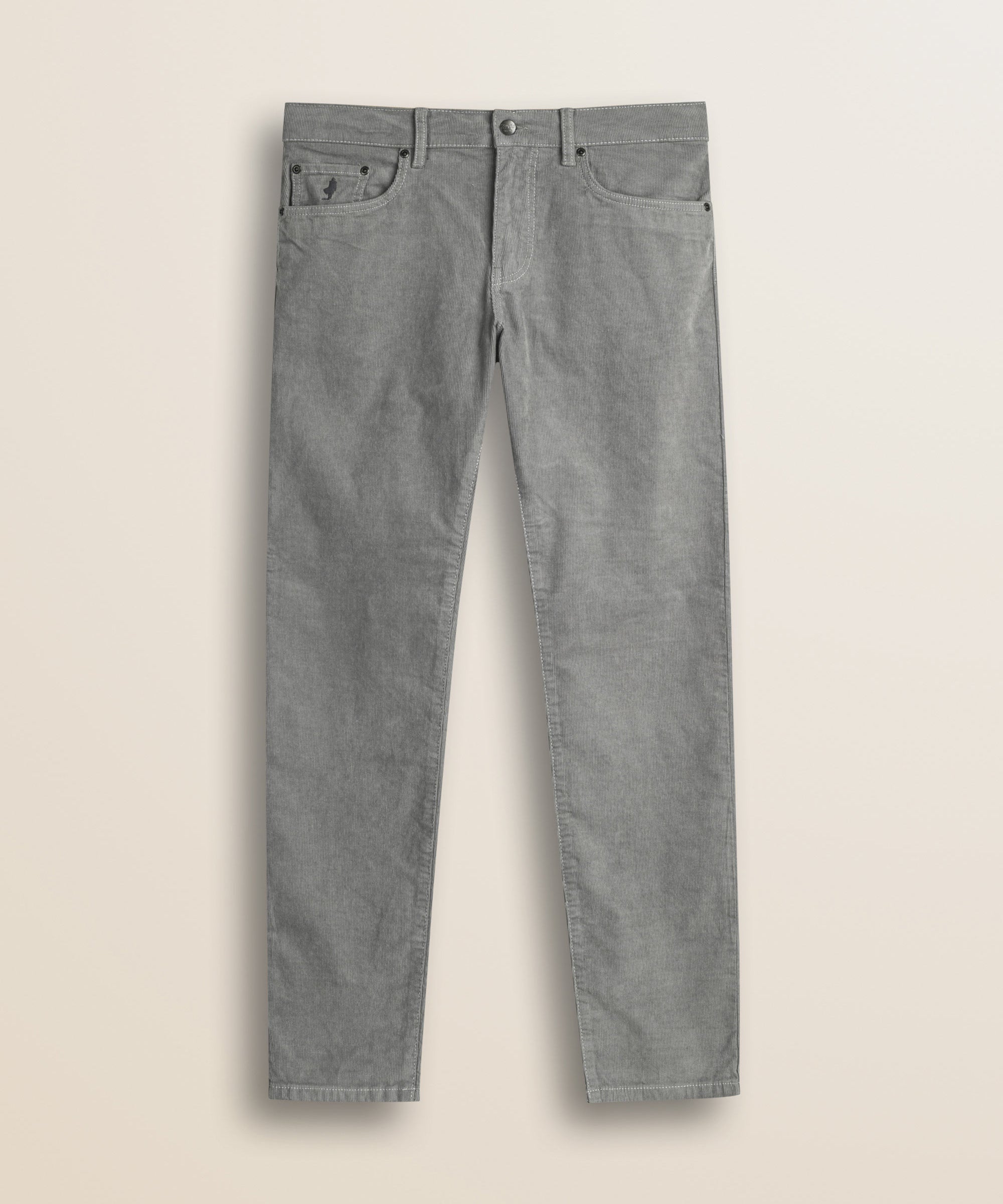 Pantalone 5 Tasche in Velluto 1000 Righe Slim Fit fronte - Grey