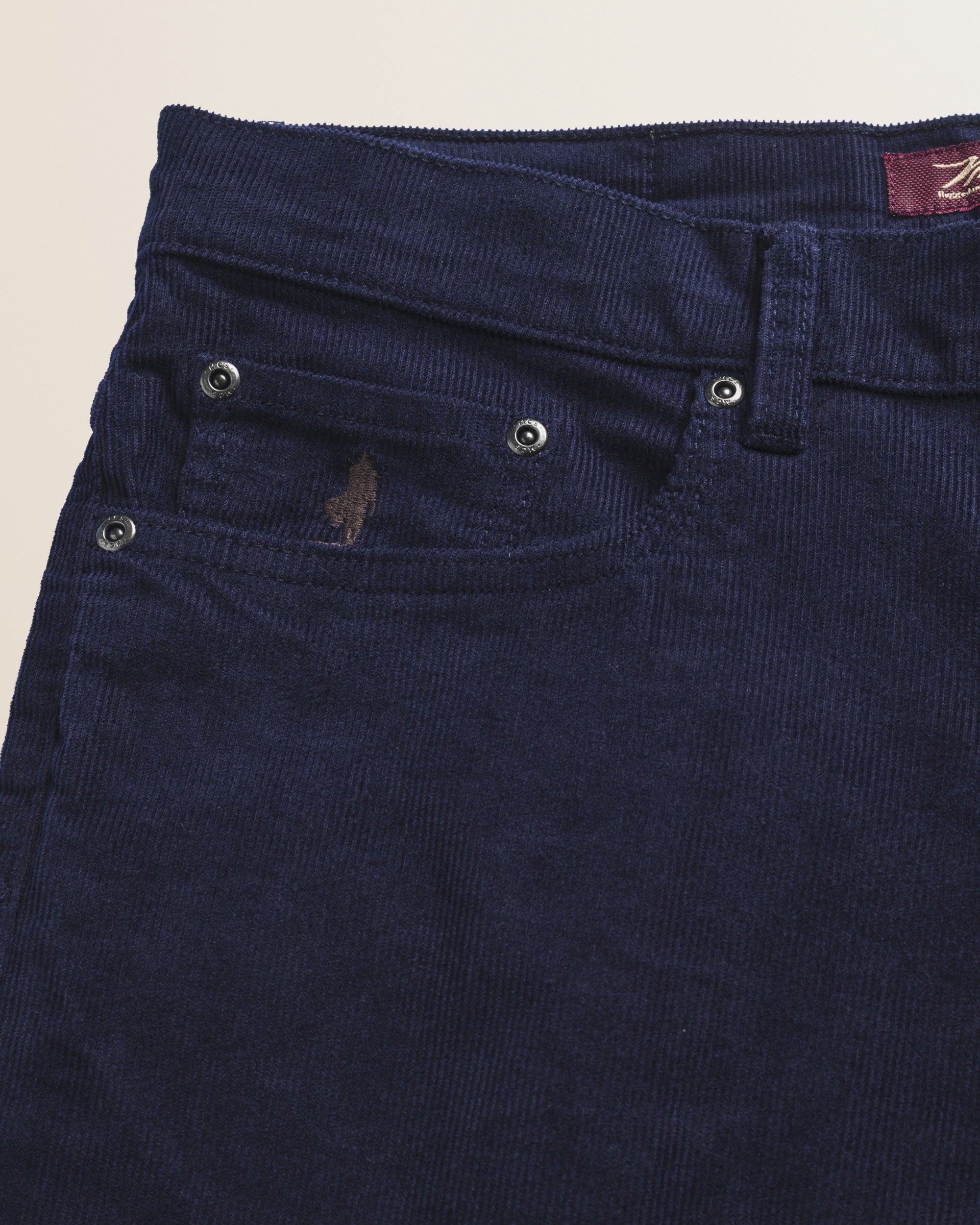 Pantalone 5 Tasche in Velluto 1000 Righe Slim Fit dettaglio tasca - Mid-Light Blue