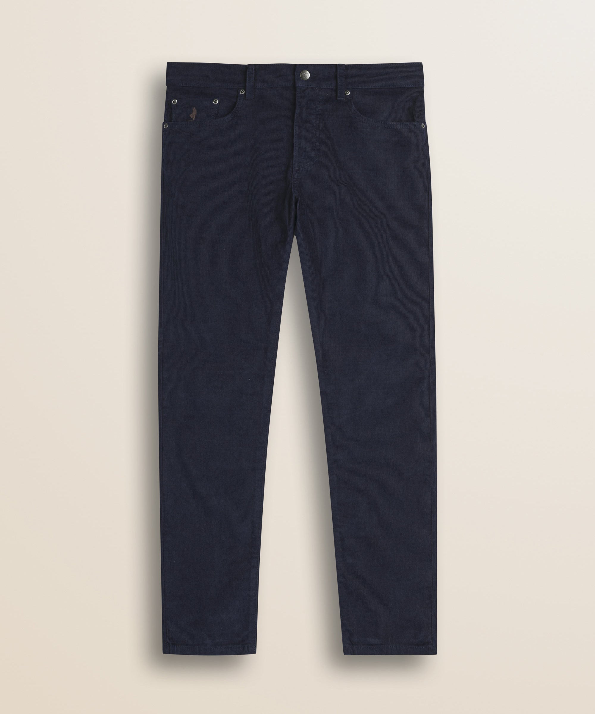 Pantalone 5 Tasche in Velluto 1000 Righe Slim Fit fronte - Mid-Light Blue
