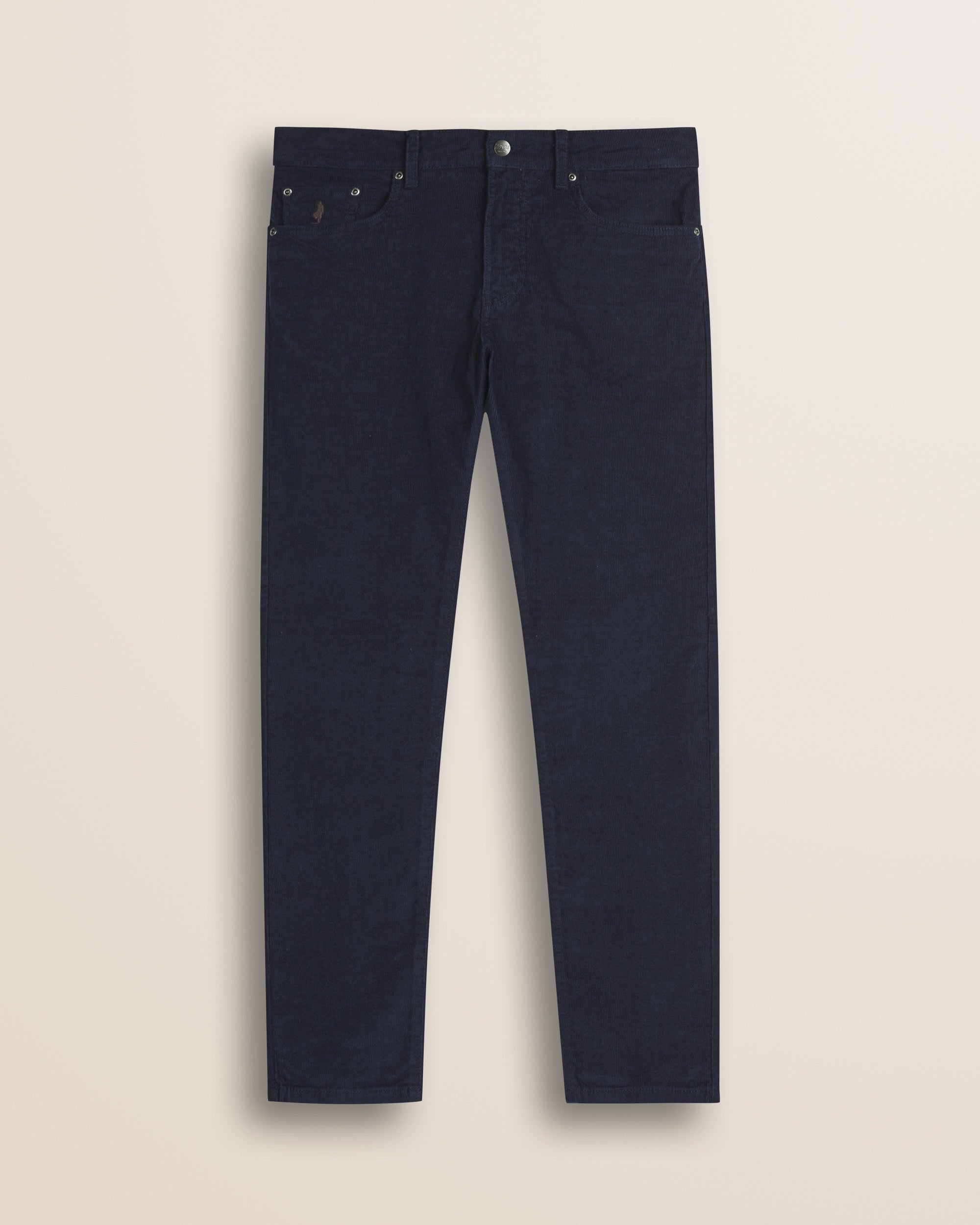 Pantalone 5 Tasche in Velluto 1000 Righe Slim Fit fronte - Mid-Light Blue