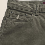 Pantalone 5 Tasche in Velluto 1000 Righe Slim Fit dettaglio tasca - Dusty Olive