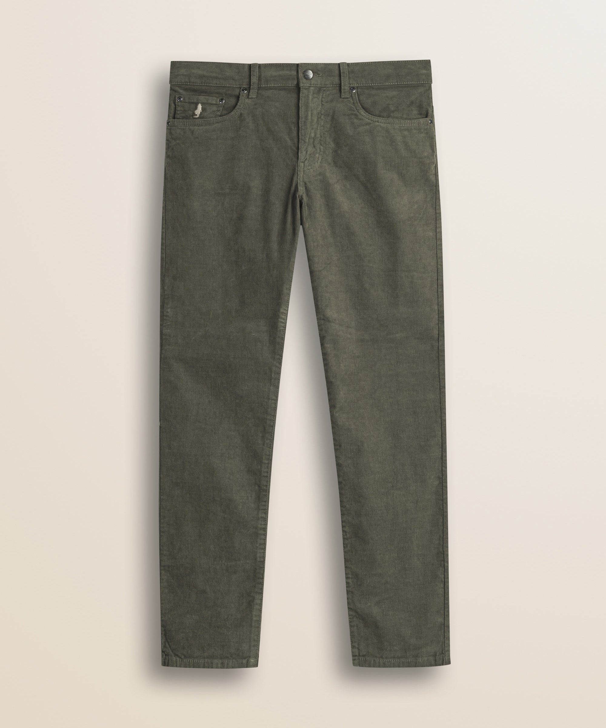 Pantalone 5 Tasche in Velluto 1000 Righe Slim Fit fronte - Dusty Olive