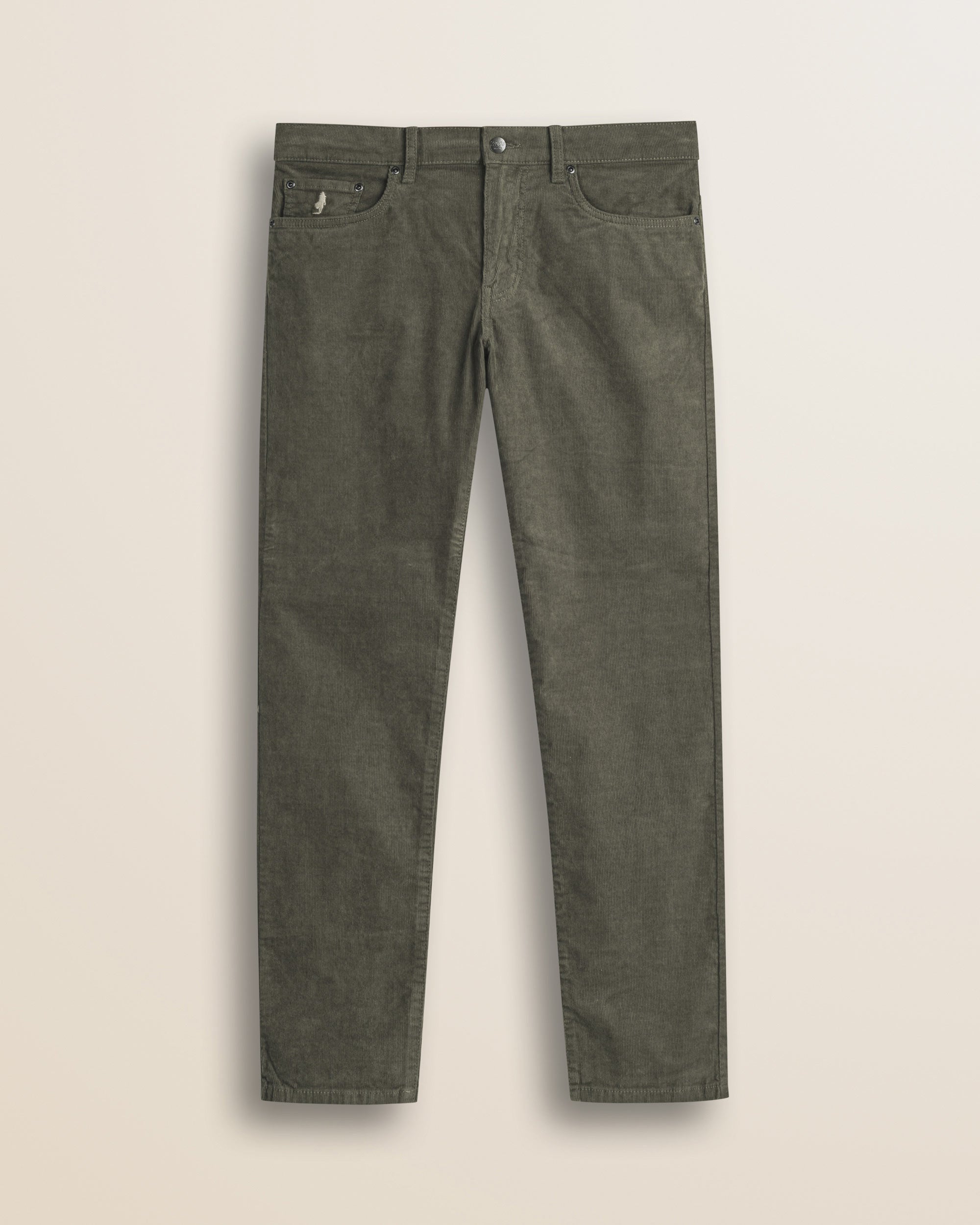 Pantalone 5 Tasche in Velluto 1000 Righe Slim Fit fronte - Dusty Olive