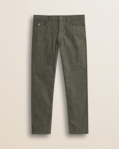 Pantalone 5 Tasche in Velluto 1000 Righe Slim Fit fronte - Dusty Olive