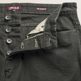 Pantalone 5 Tasche in Canvas Delavè Regular Fit dettaglio apertura - Olive Night