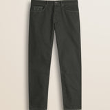 Pantalone 5 Tasche in Canvas Delavè Regular Fit fronte - Olive Night