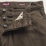 Pantalone 5 Tasche in Canvas Delavè Regular Fit dettaglio apertura - Chocolate