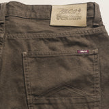 Pantalone 5 Tasche in Canvas Delavè Regular Fit dettaglio retro - Chocolate