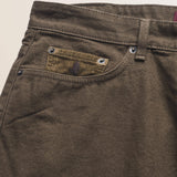 Pantalone 5 Tasche in Canvas Delavè Regular Fit dettaglio tasca - Chocolate