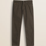 Pantalone 5 Tasche in Canvas Delavè Regular Fit fronte - Chocolate