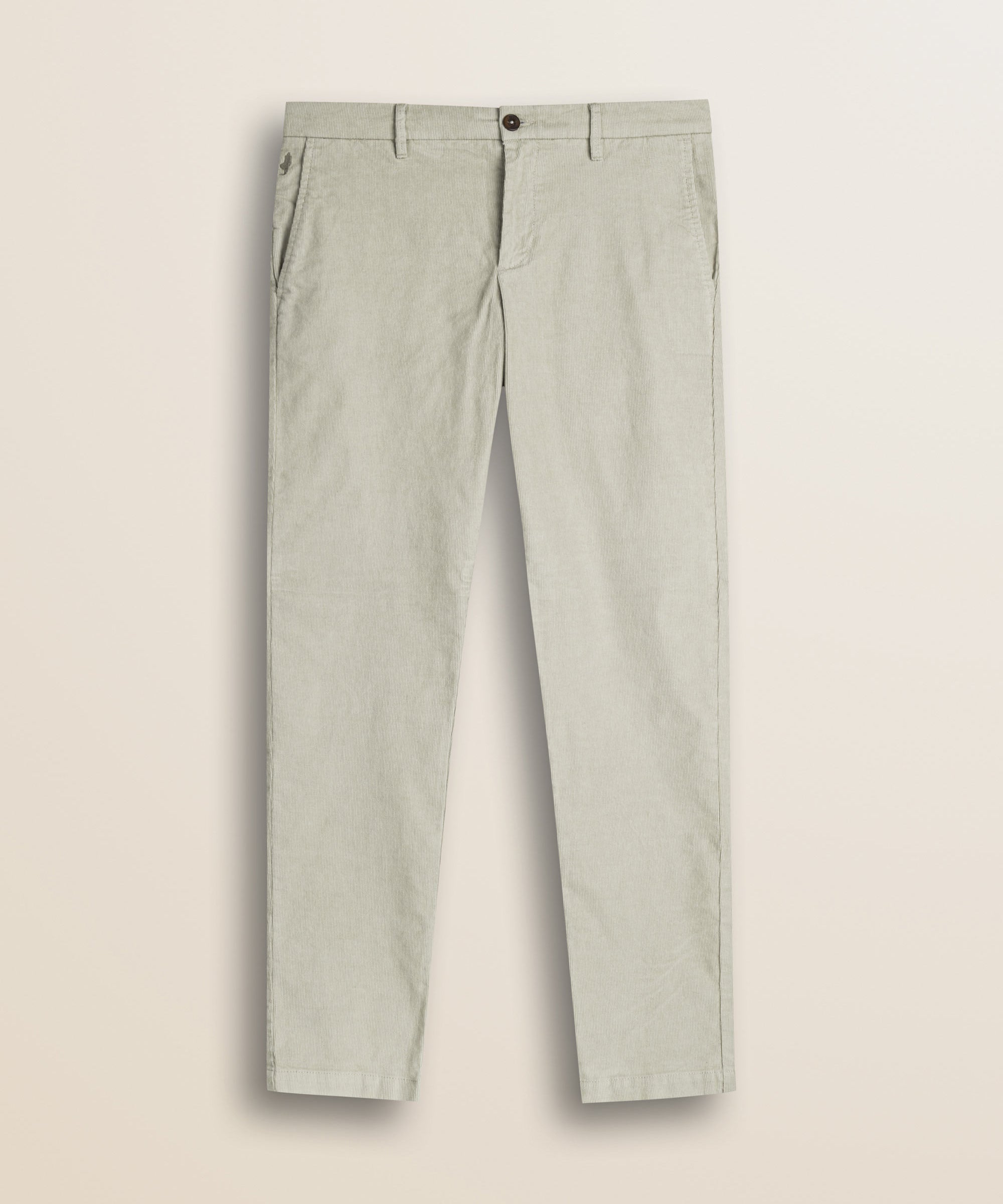 Pantalone Chino in Velluto 1000 Righe Slim Fit fronte - Silver Birch