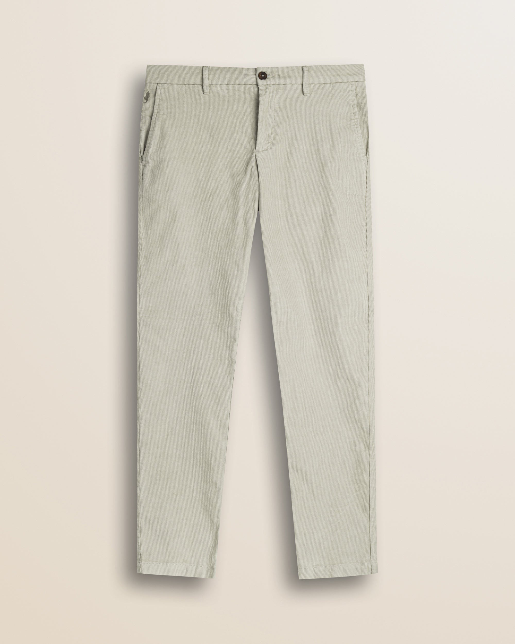 Pantalone Chino in Velluto 1000 Righe Slim Fit fronte - Silver Birch