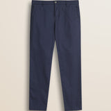 Pantalone Chino in Raso di Cotone Slim Fit fronte - Navy Blue