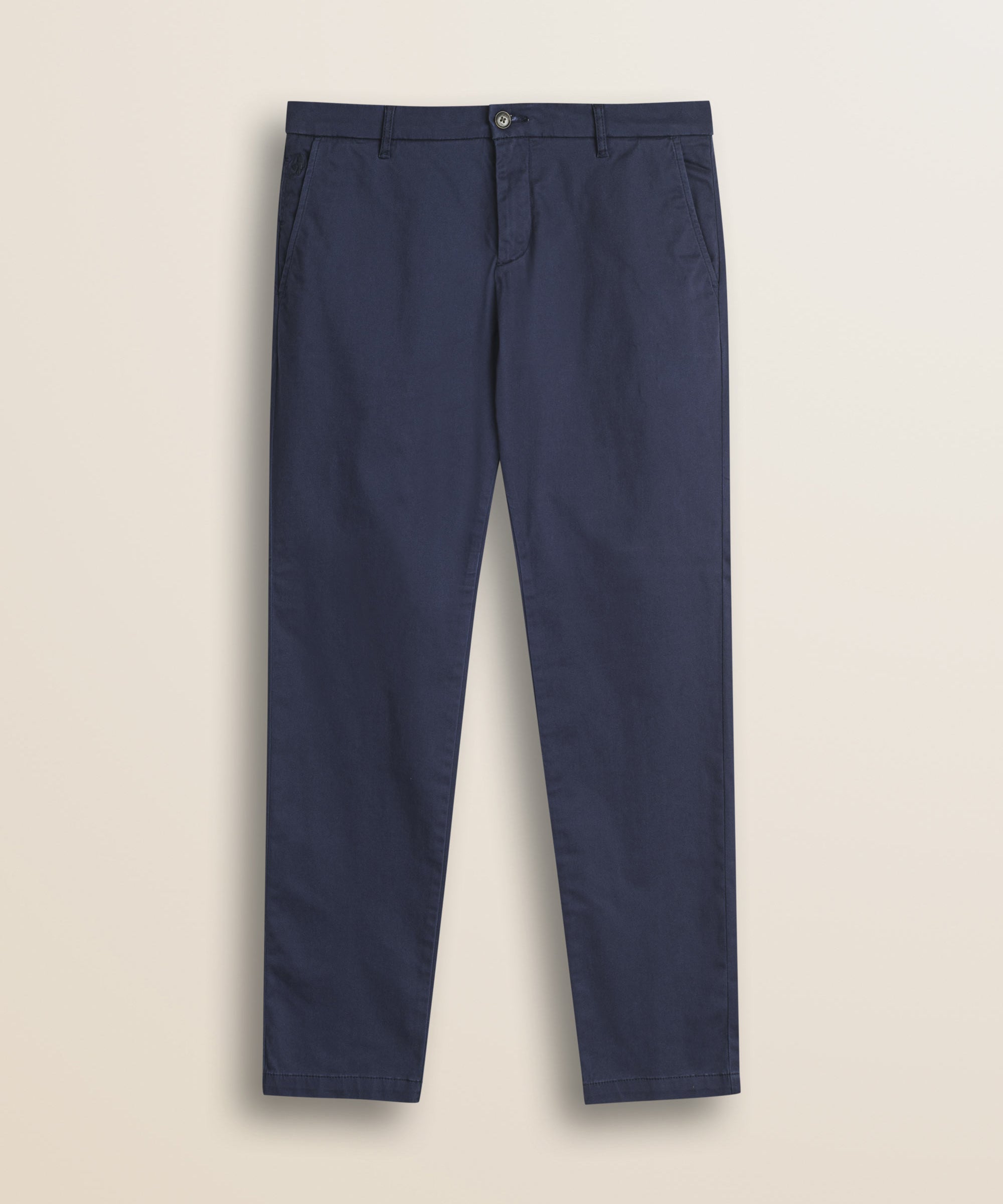 Pantalone Chino in Raso di Cotone Slim Fit fronte - Navy Blue