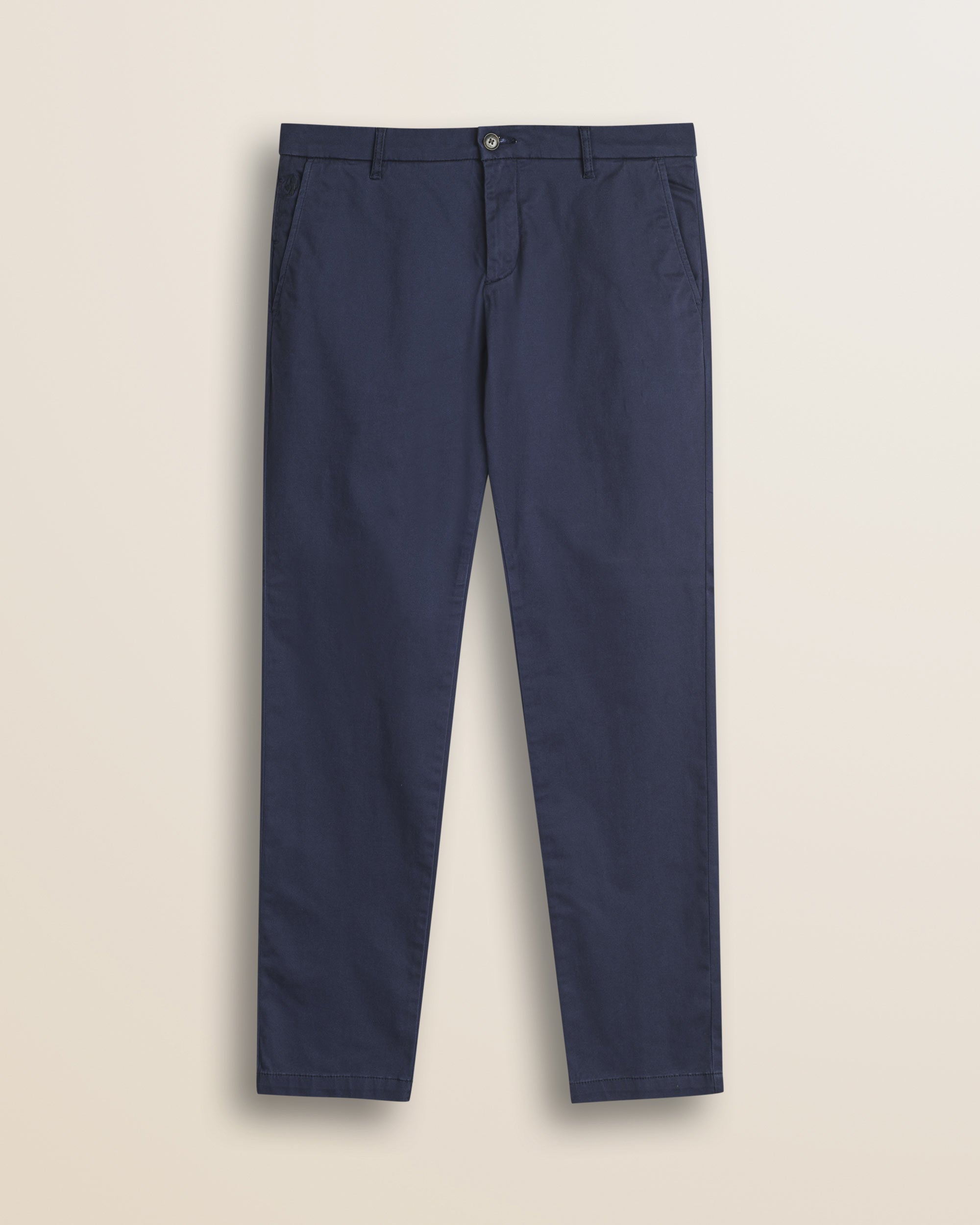 Pantalone Chino in Raso di Cotone Slim Fit fronte - Navy Blue
