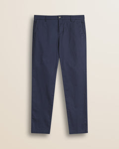 Pantalone Chino in Raso di Cotone Slim Fit fronte - Navy Blue