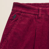 Pantalone Chino in Velluto a Coste Larghe Relaxed Fit dettaglio tasca - Merlot