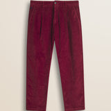 Pantalone Chino in Velluto a Coste Larghe Relaxed Fit fronte - Merlot