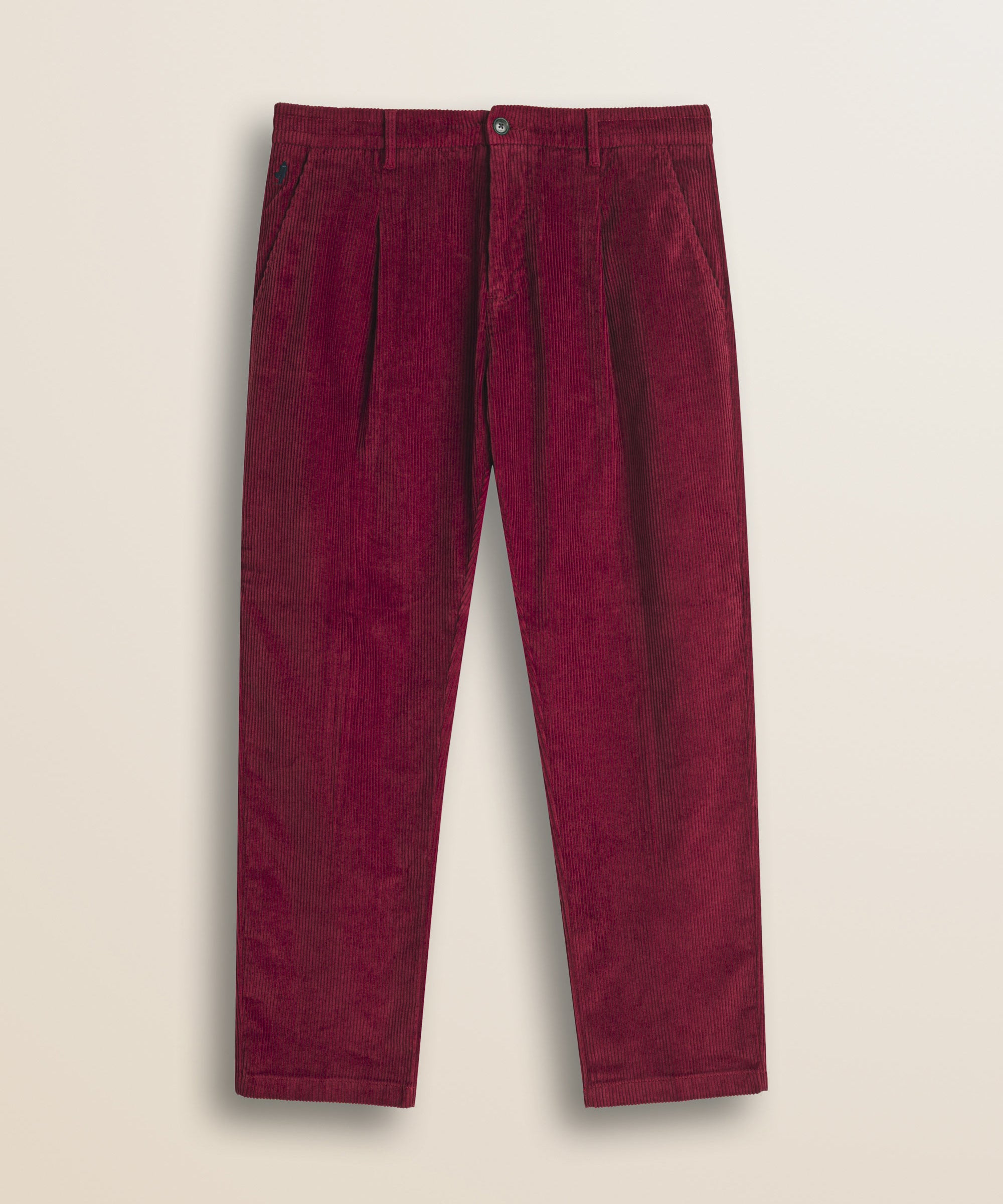 Pantalone Chino in Velluto a Coste Larghe Relaxed Fit fronte - Merlot