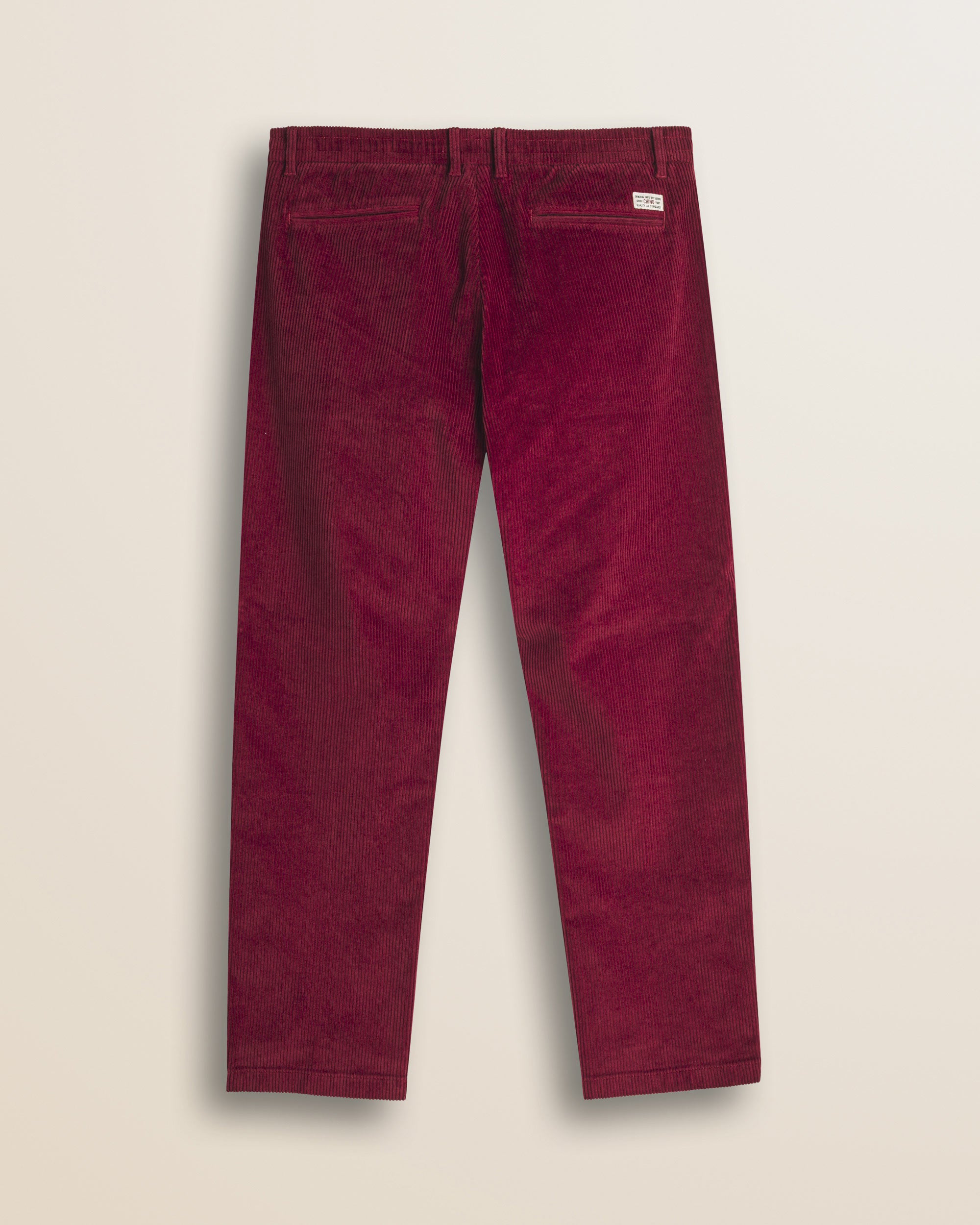 Pantalone Chino in Velluto a Coste Larghe Relaxed Fit retro - Merlot