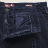 Pantalone Chino in Velluto a Coste Larghe Relaxed Fit dettaglio apertura - Navy Blue