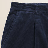 Pantalone Chino in Velluto a Coste Larghe Relaxed Fit dettaglio tasca - Navy Blue
