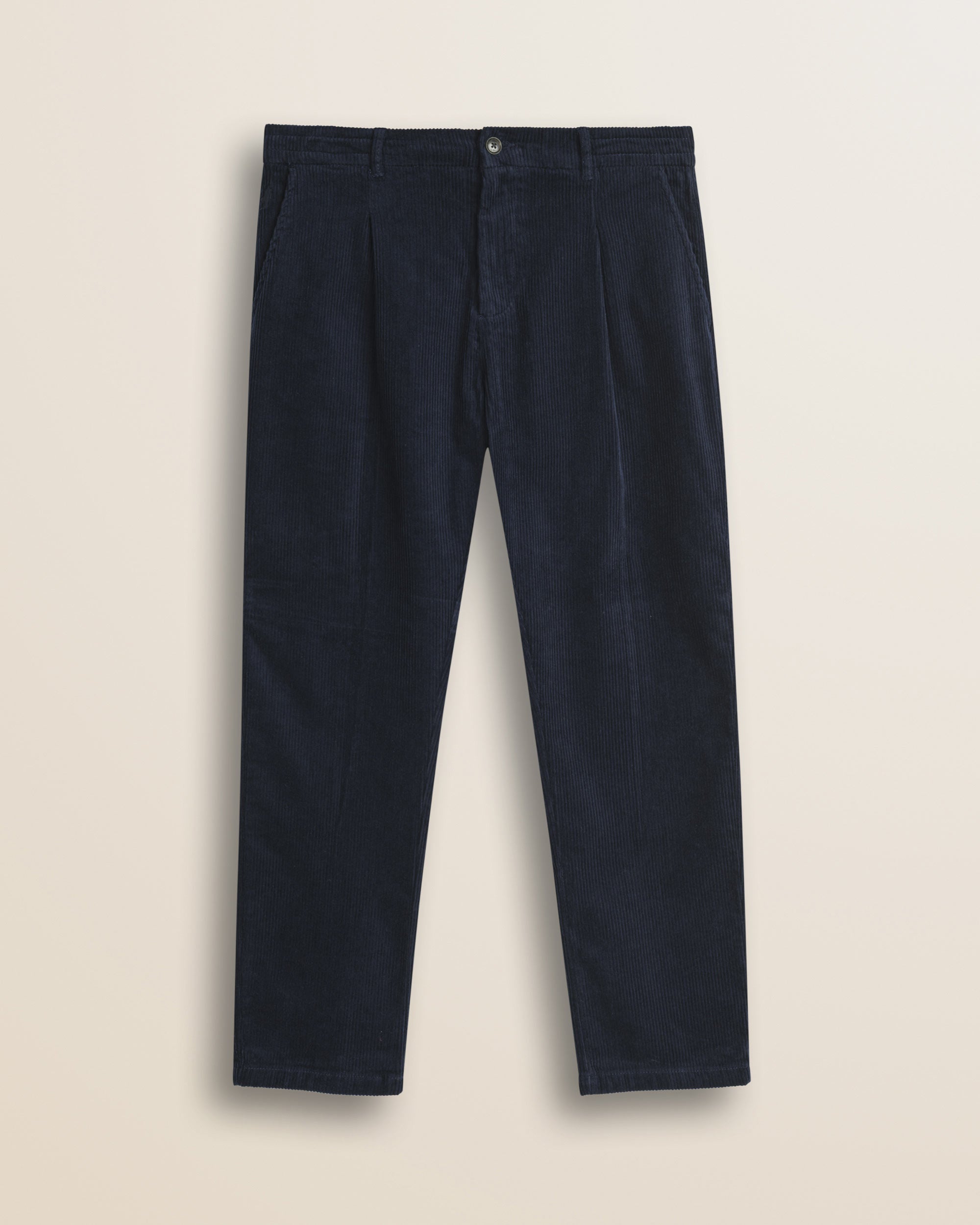 Pantalone Chino in Velluto a Coste Larghe Relaxed Fit fronte - Navy Blue