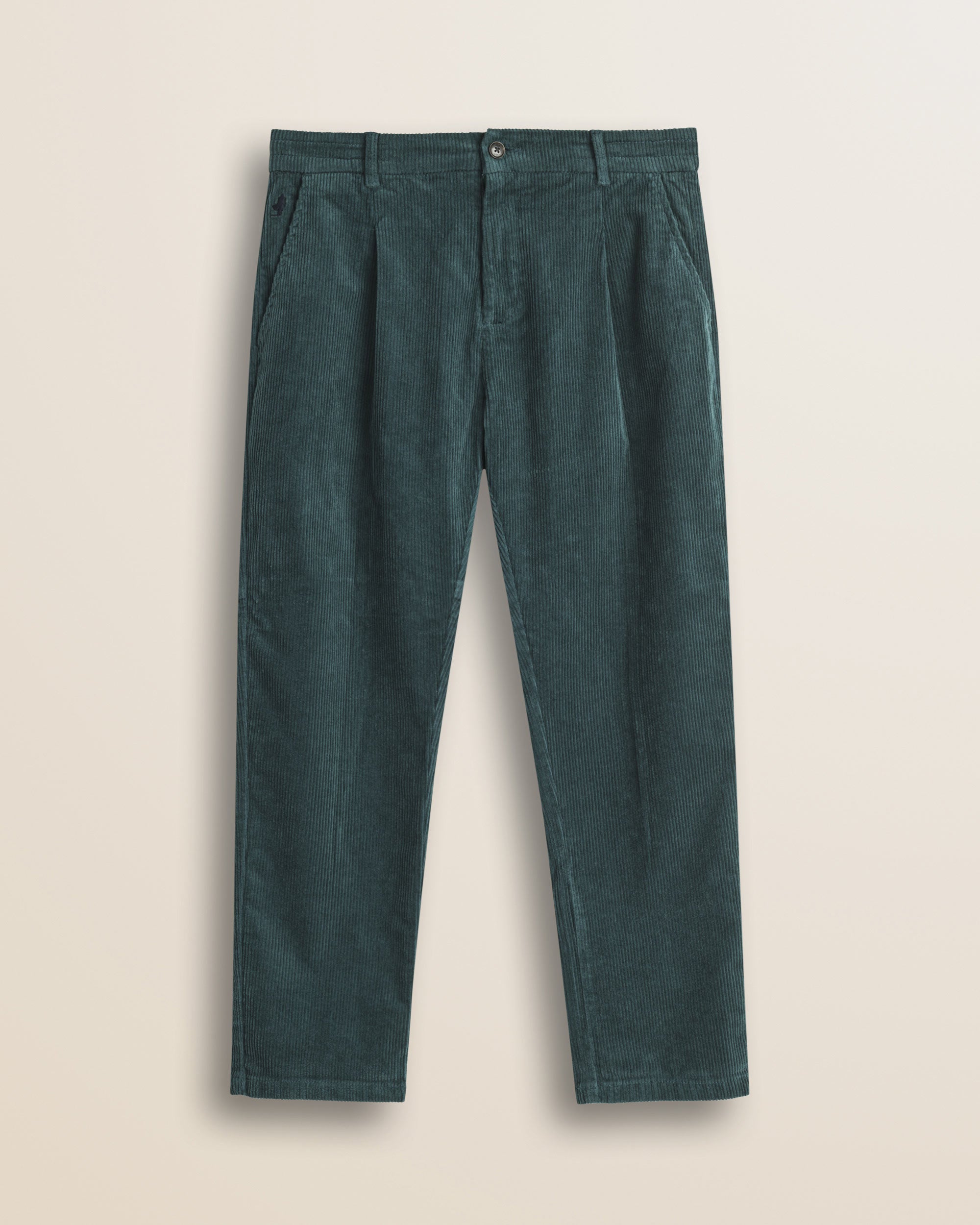 Pantalone Chino in Velluto a Coste Larghe Relaxed Fit fronte - Atlantic Deep