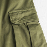 Pantaloni cargo elasticizzati in raso di cotone - Olive Green