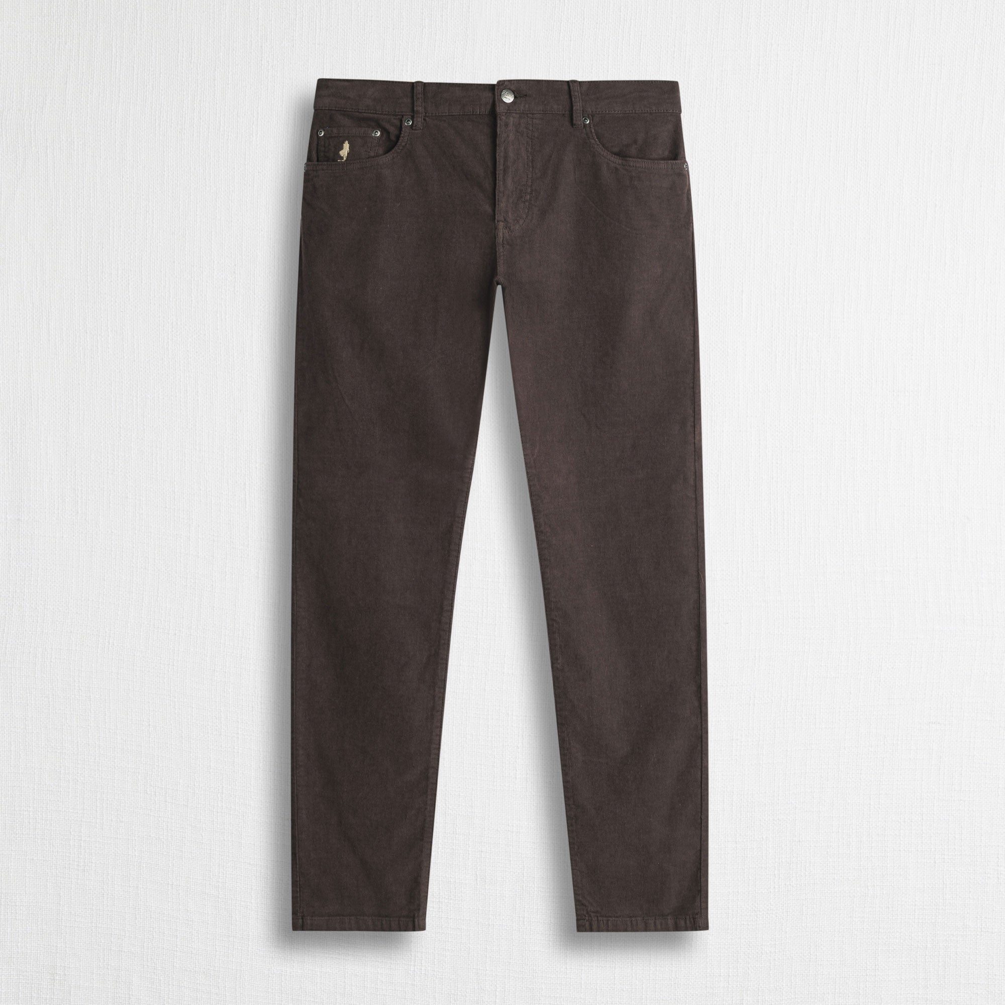 Pantalone Cinque Tasche in Velluto a Coste Stretch Slim Fit - Chocolate