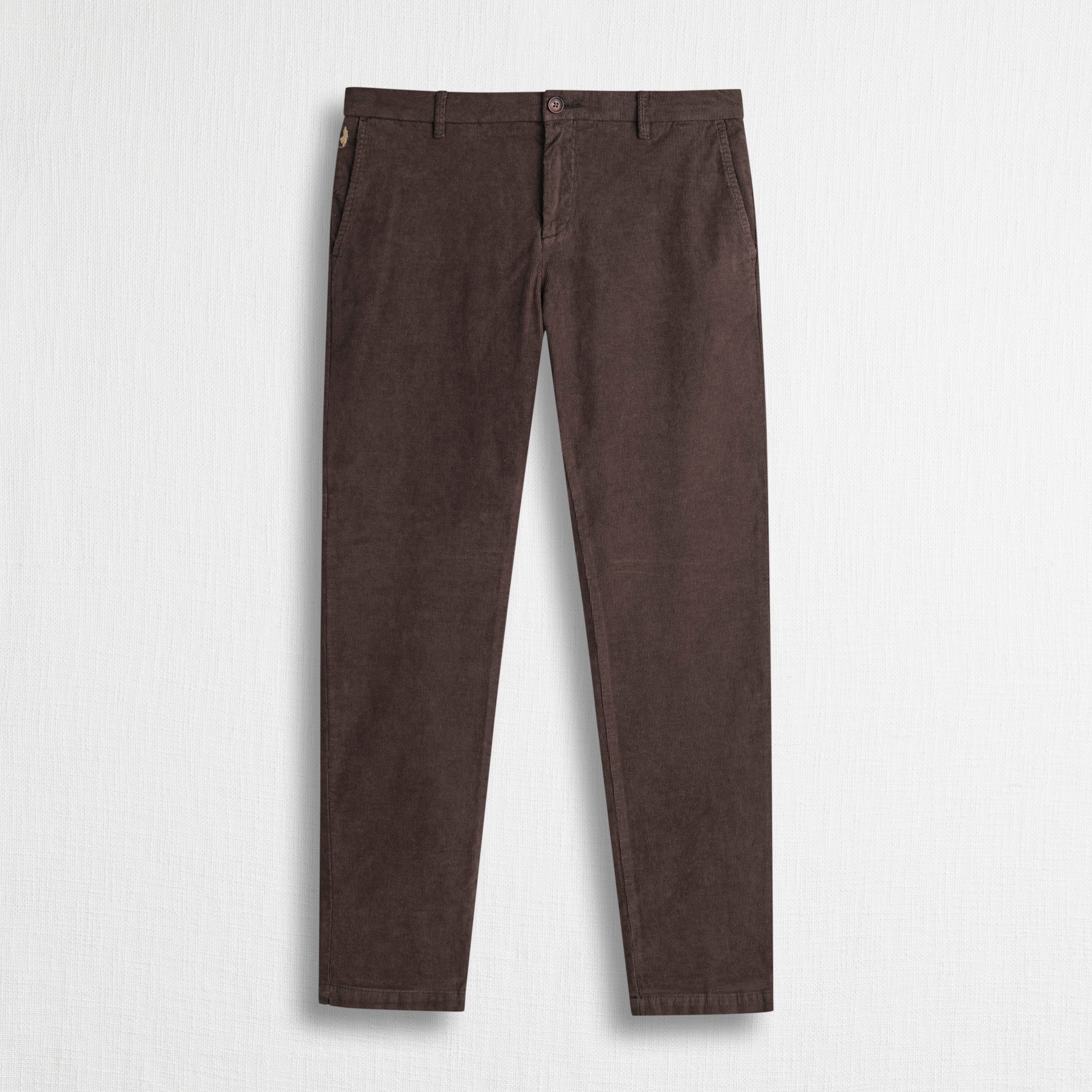 Pantalone Chino in Velluto a Coste Stretch Slim Fit - Chocolate