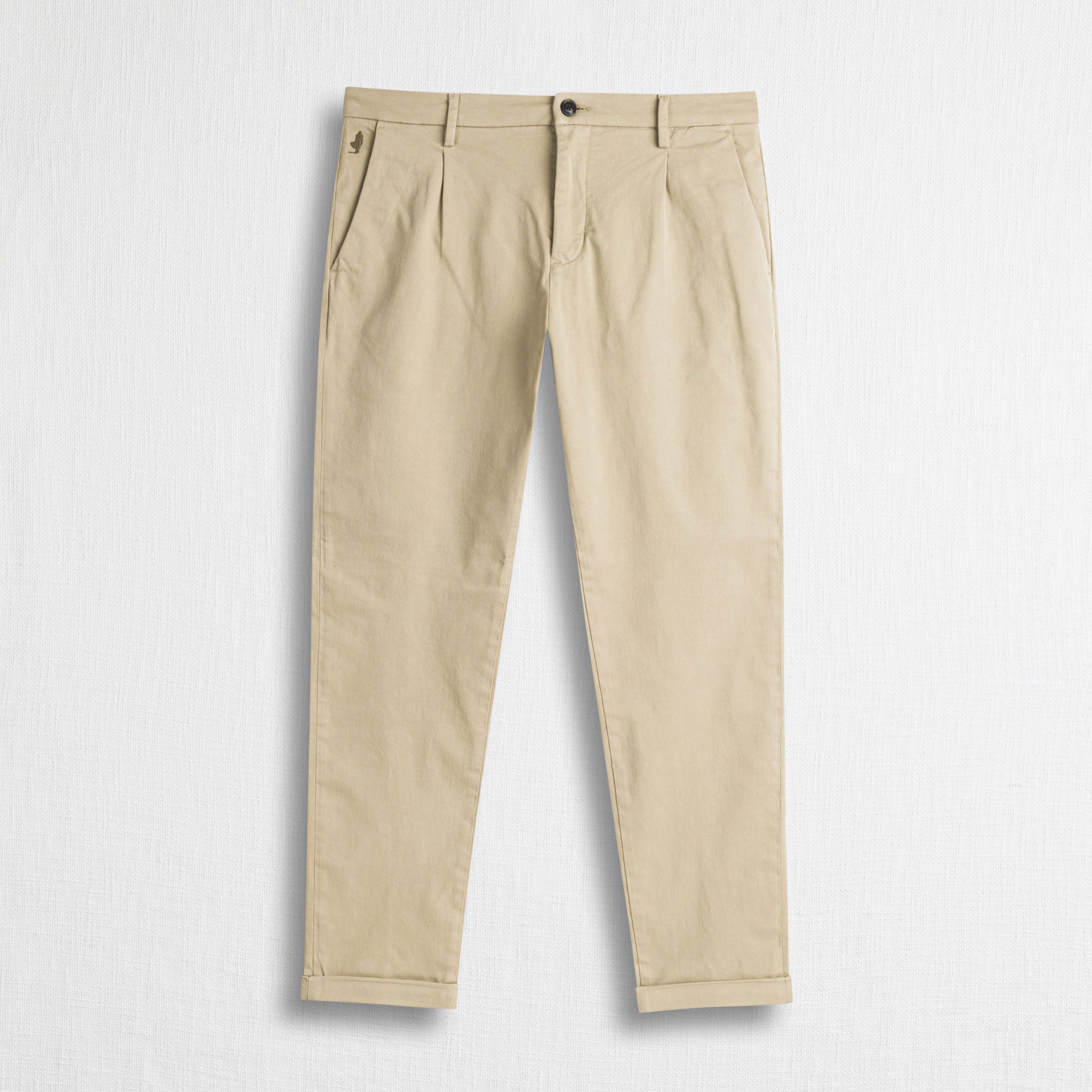 Pantalone Chino in Gabardina Stretch Relaxed Fit - Sand