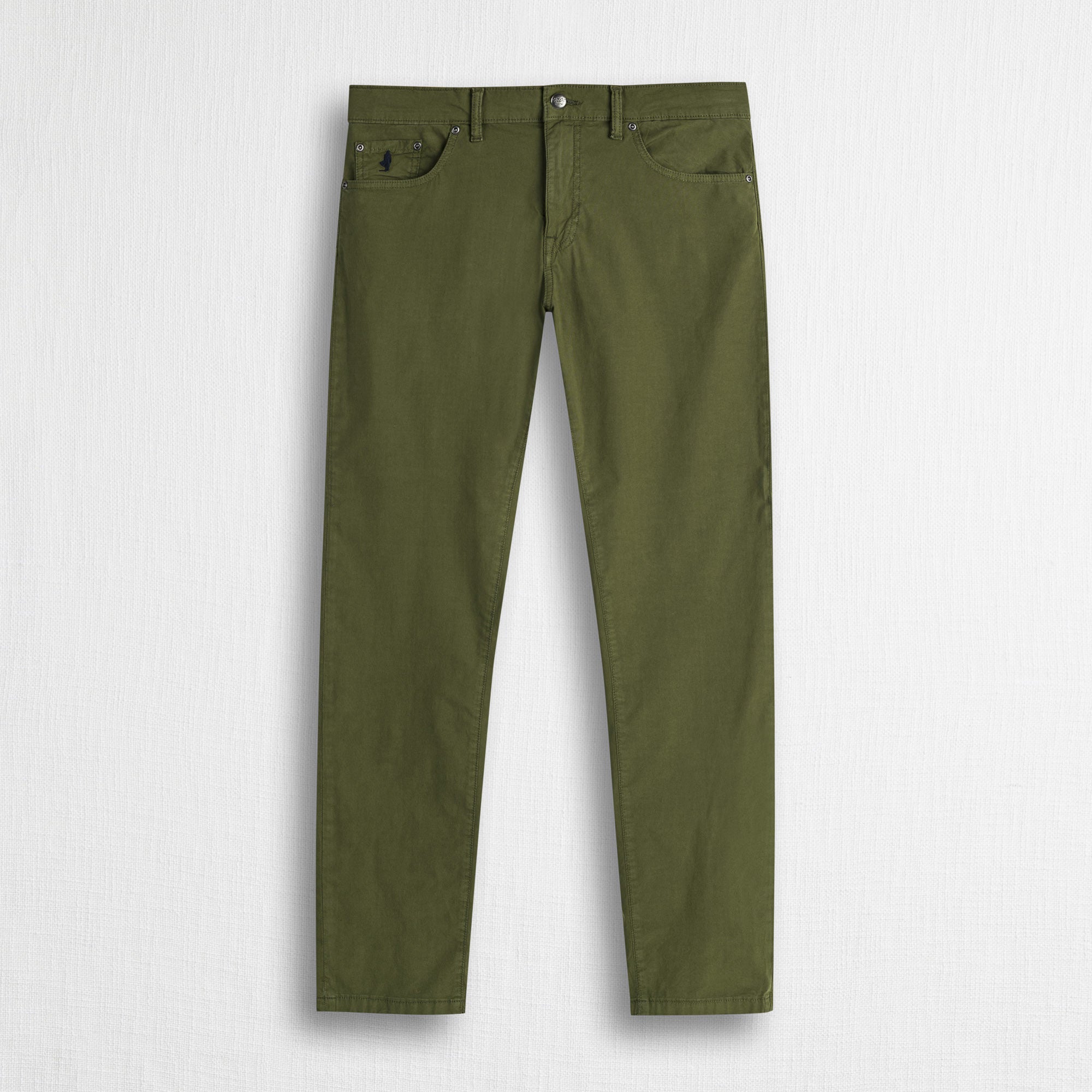 Pantaloni 5 tasche casual in popeline stretch - Dark Olive