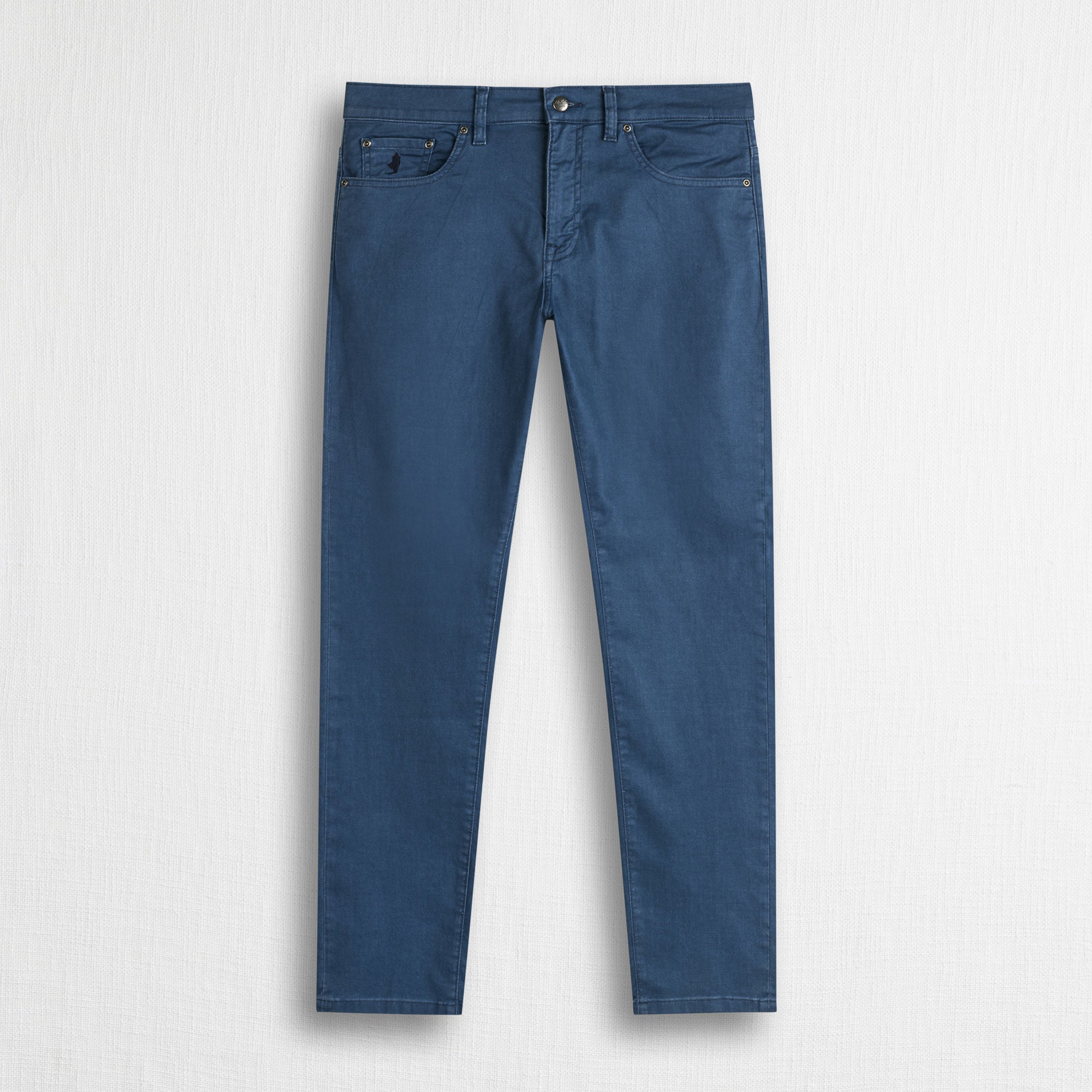 Pantalone 5 tasche casual in cotone stretch tinto a pigmento - Navy Blue