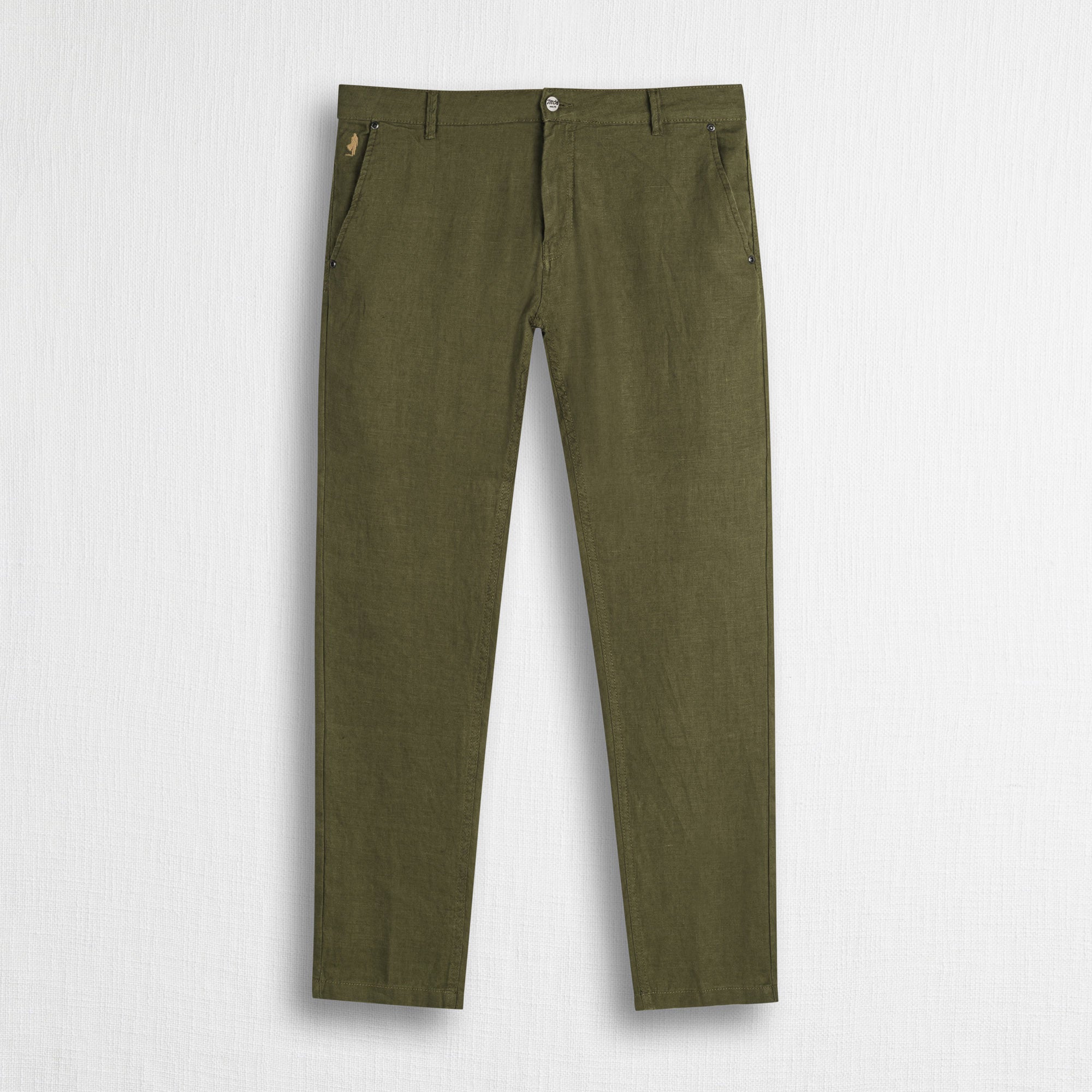 Pantalone 5 tasche in lino - Dark Olive