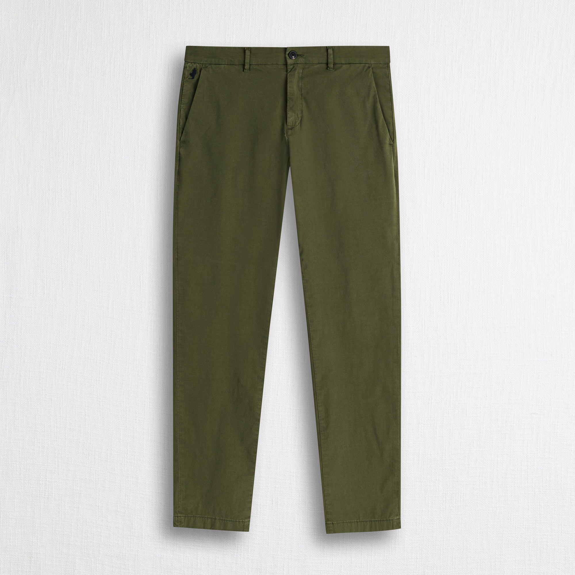 Pantalone chino in popeline stretch - Dark Olive