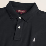 Polo Manica Lunga in Interlock di Cotone dettaglio colletto - Black
