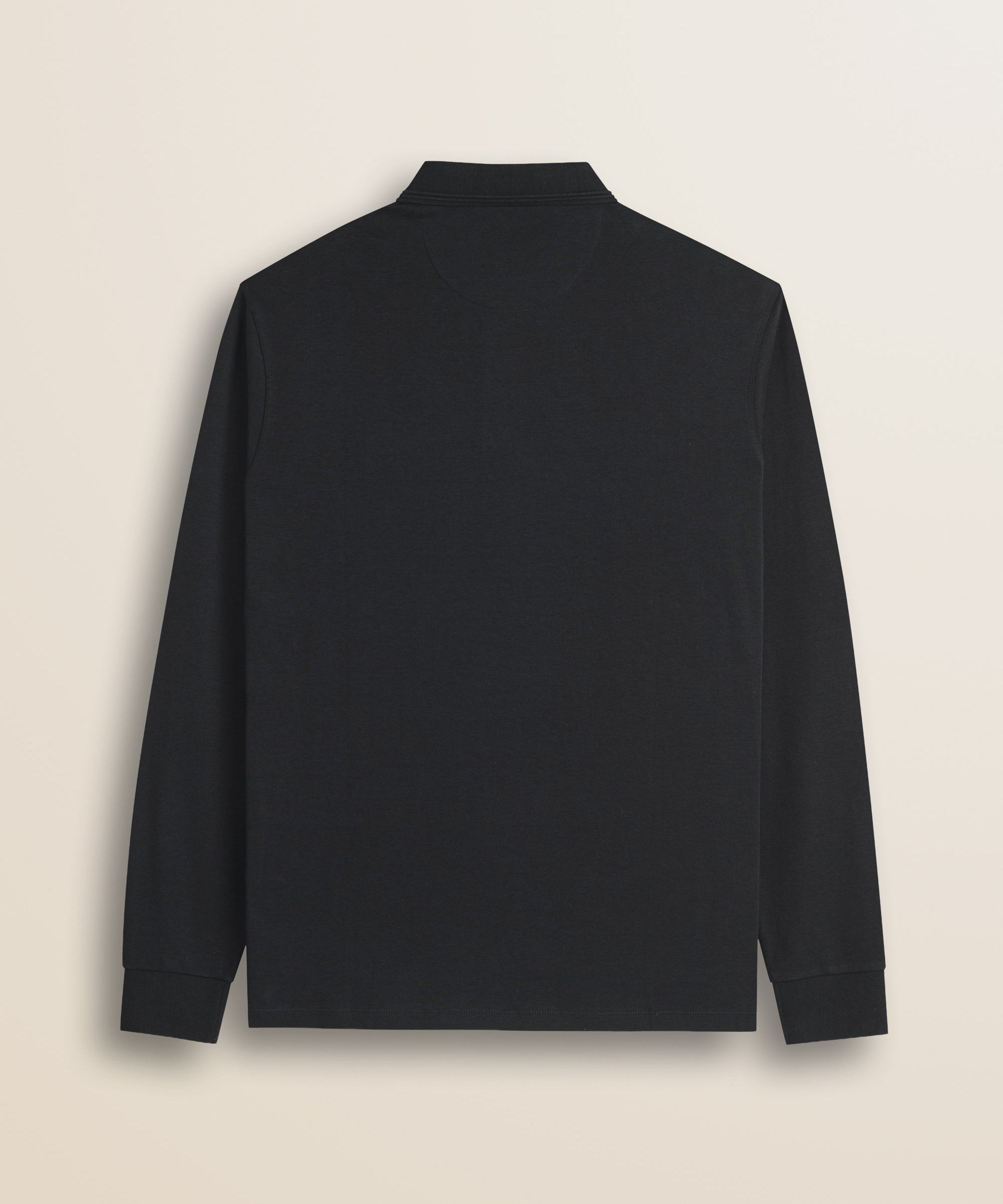 Polo Manica Lunga in Interlock di Cotone retro - Black