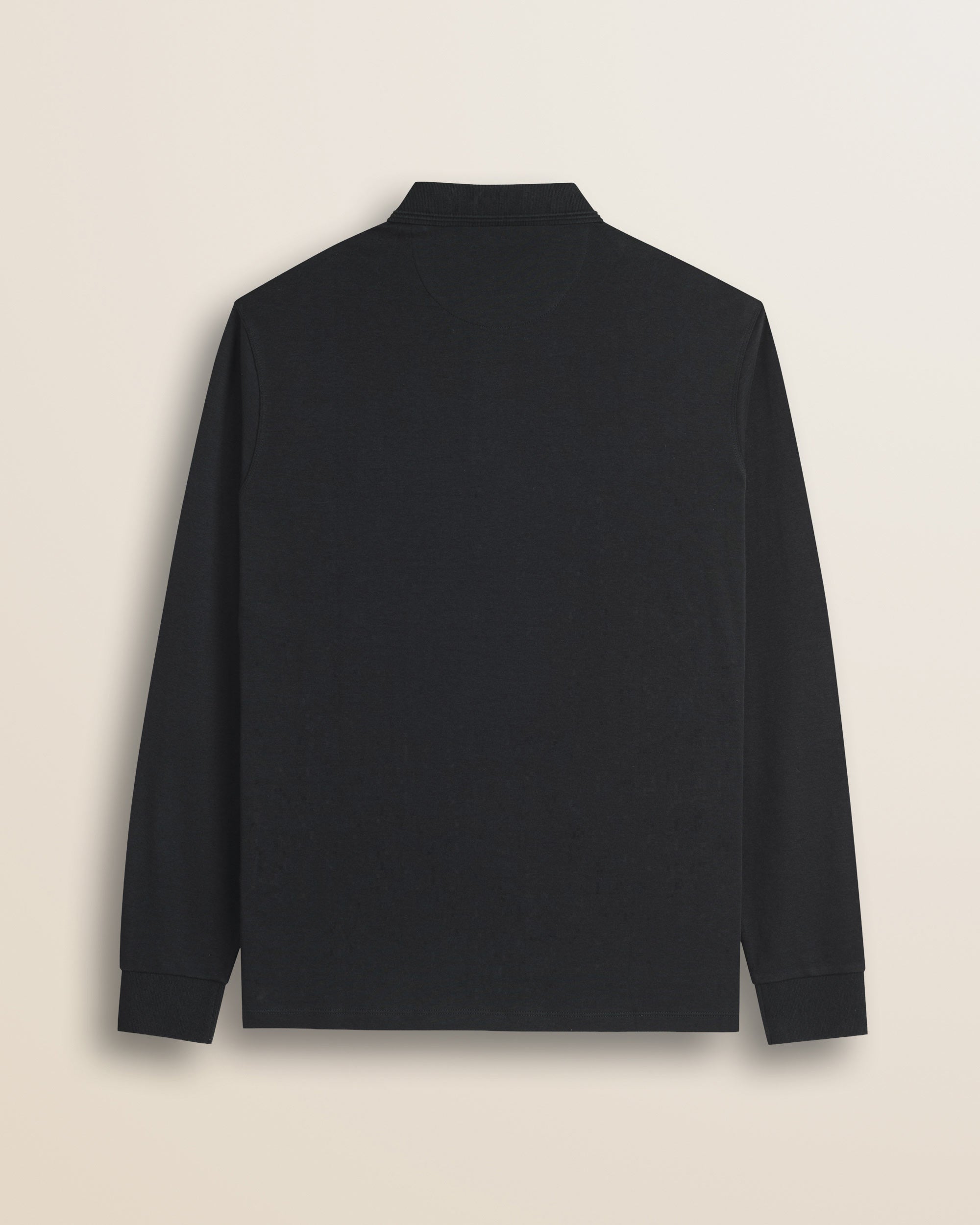 Polo Manica Lunga in Interlock di Cotone retro - Black