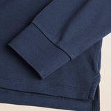 Polo Manica Lunga in Interlock di Cotone dettaglio manica - Navy Blue
