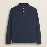 Polo Manica Lunga in Interlock di Cotone fronte - Navy Blue