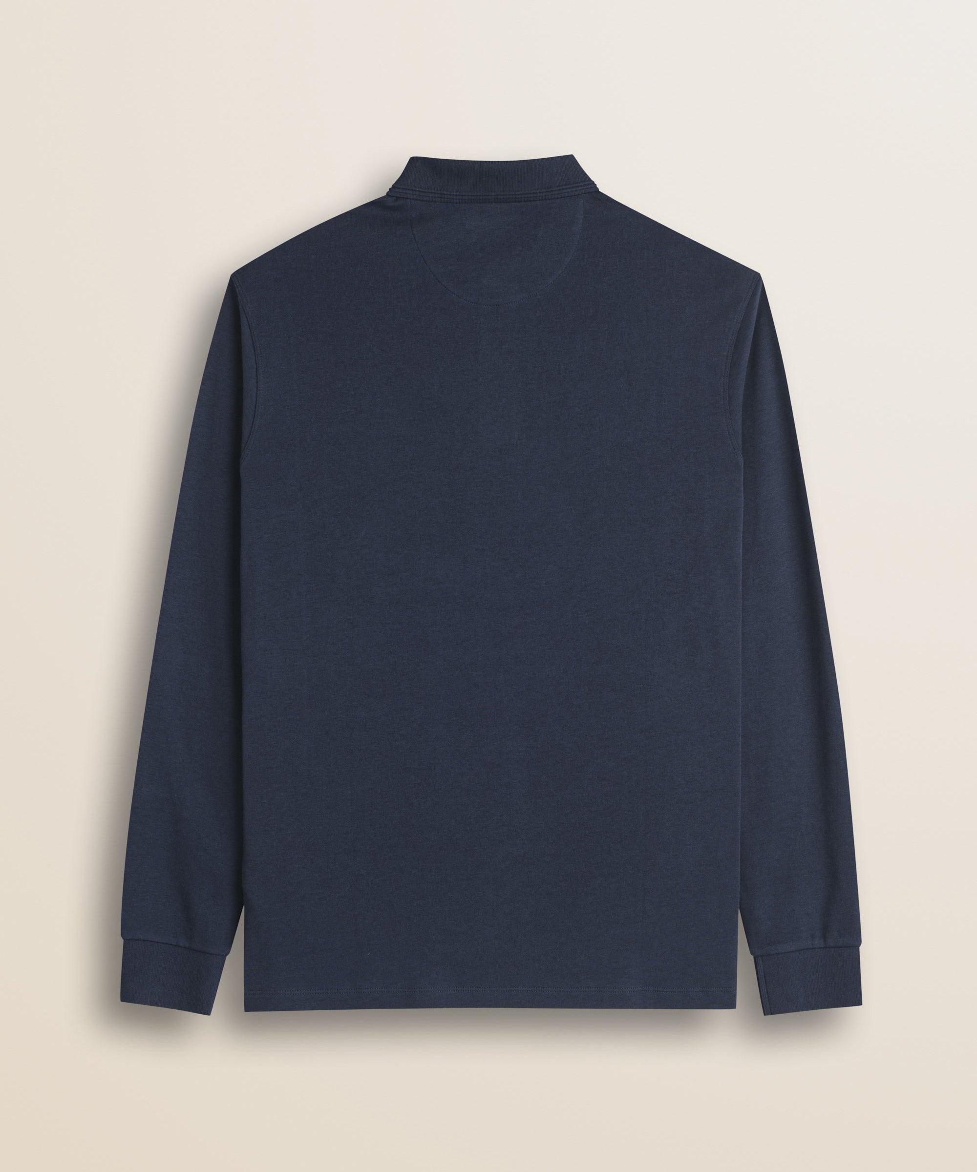Polo Manica Lunga in Interlock di Cotone retro - Navy Blue