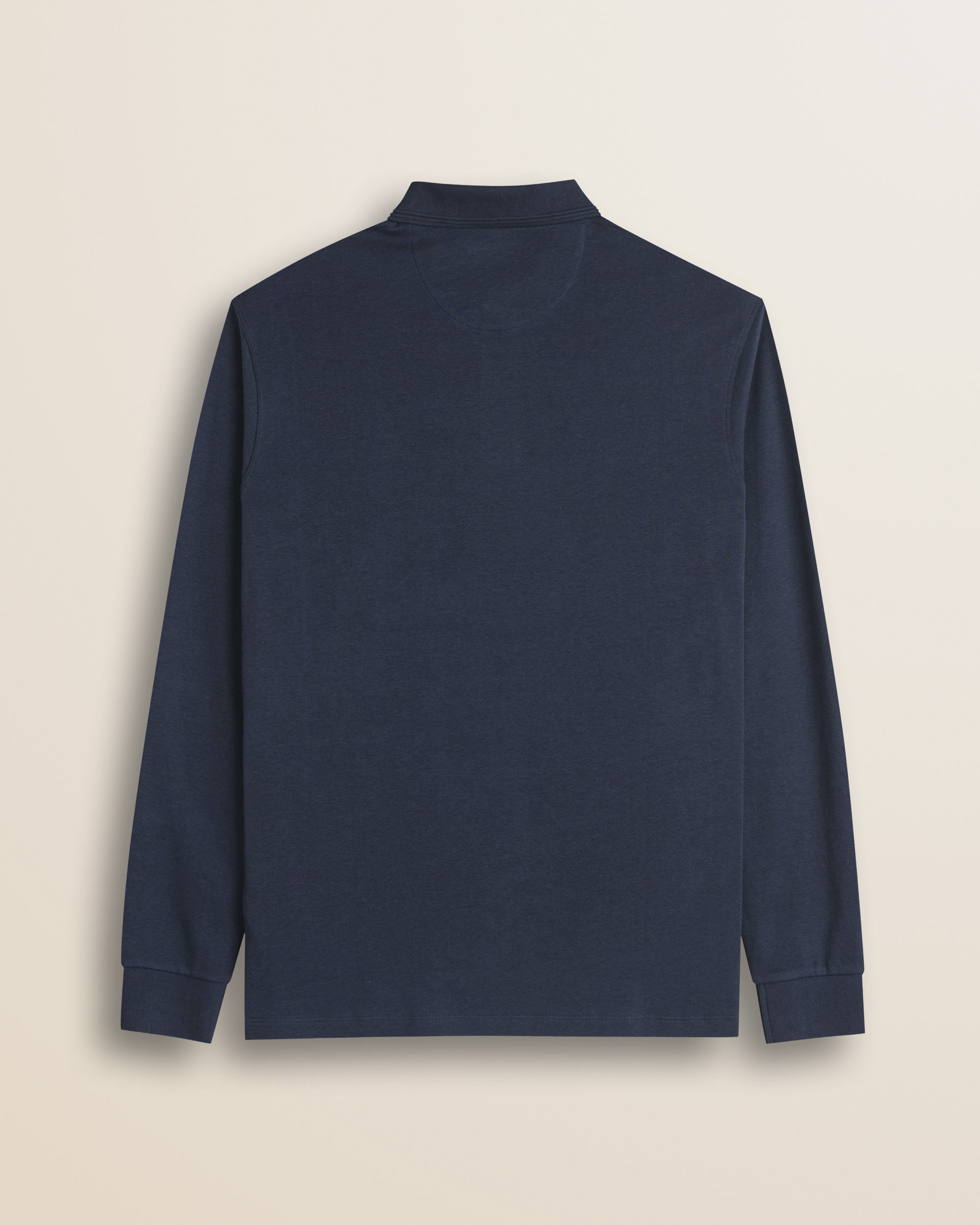 Polo Manica Lunga in Interlock di Cotone retro - Navy Blue