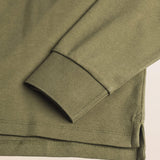 Polo Manica Lunga in Interlock di Cotone dettaglio manica - Olive Night