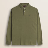Polo Manica Lunga in Interlock di Cotone fronte - Olive Night