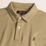 Polo Manica Lunga in Interlock di Cotone dettaglio colletto - Elmwood Brown