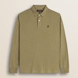 Polo Manica Lunga in Interlock di Cotone fronte - Elmwood Brown