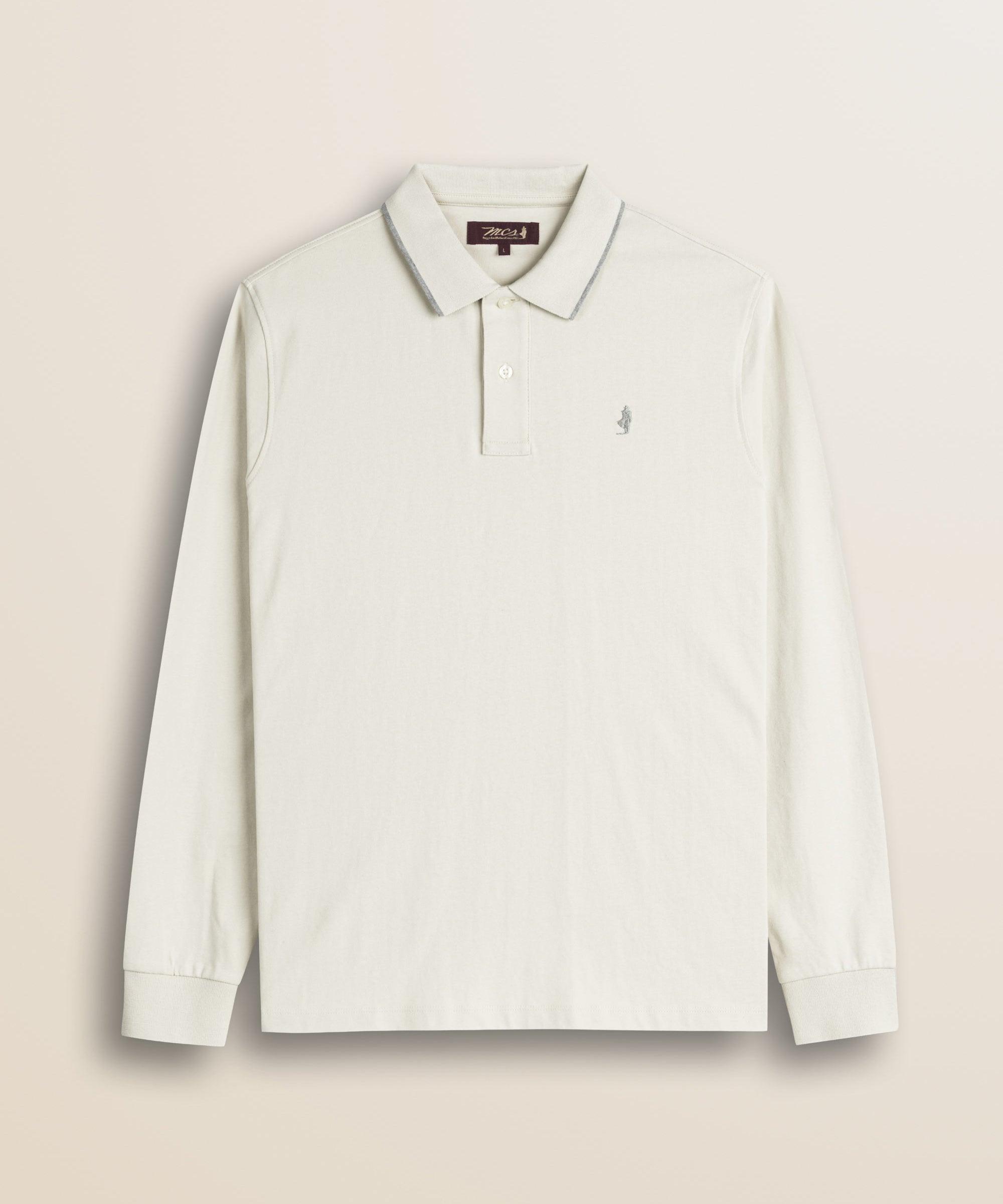 Polo in Jersey Smerigliato Manica Lunga fronte - Gardenia