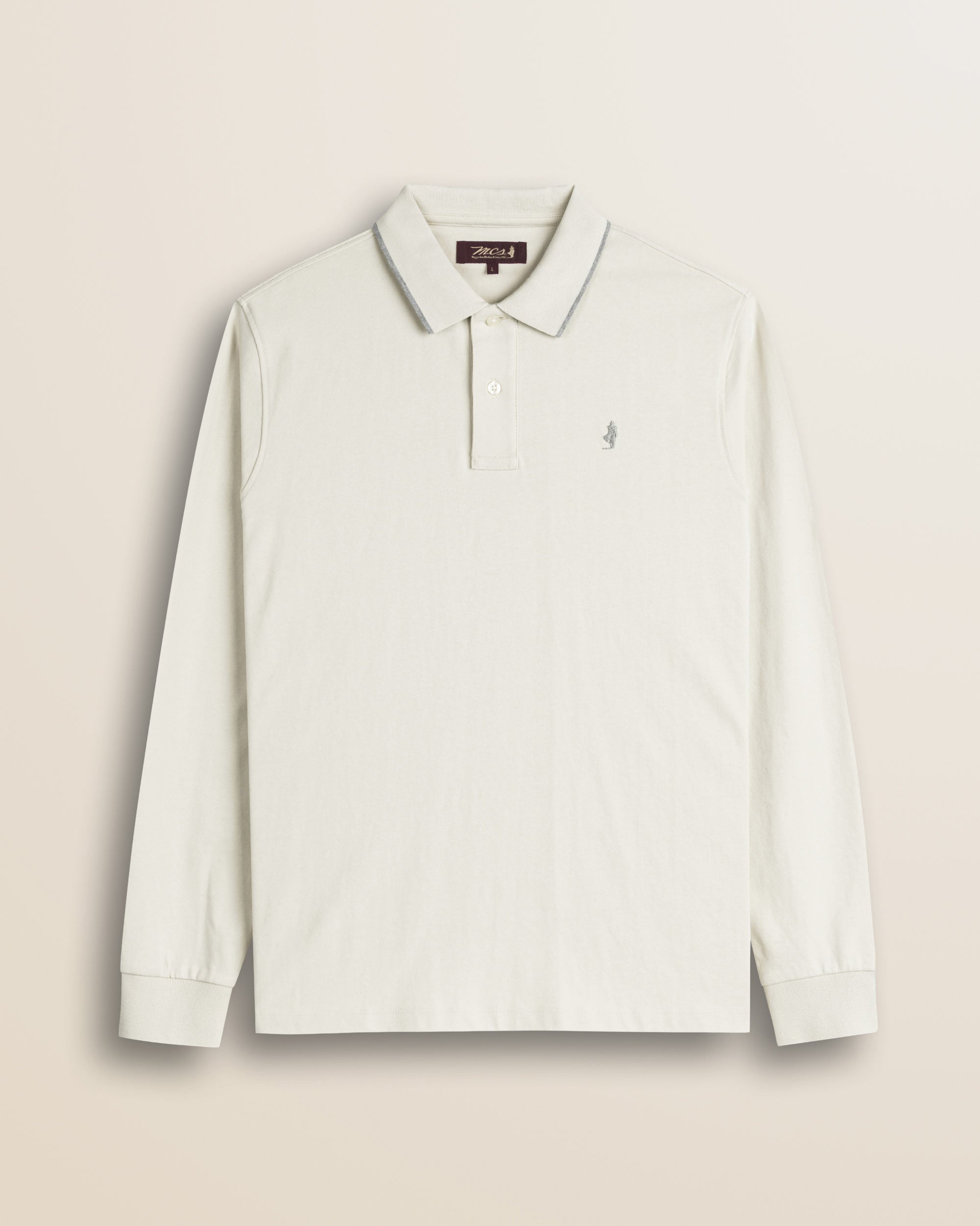 Polo in Jersey Smerigliato Manica Lunga fronte - Gardenia