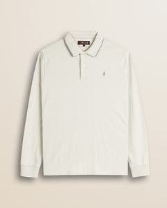 Polo in Jersey Smerigliato Manica Lunga fronte - Gardenia